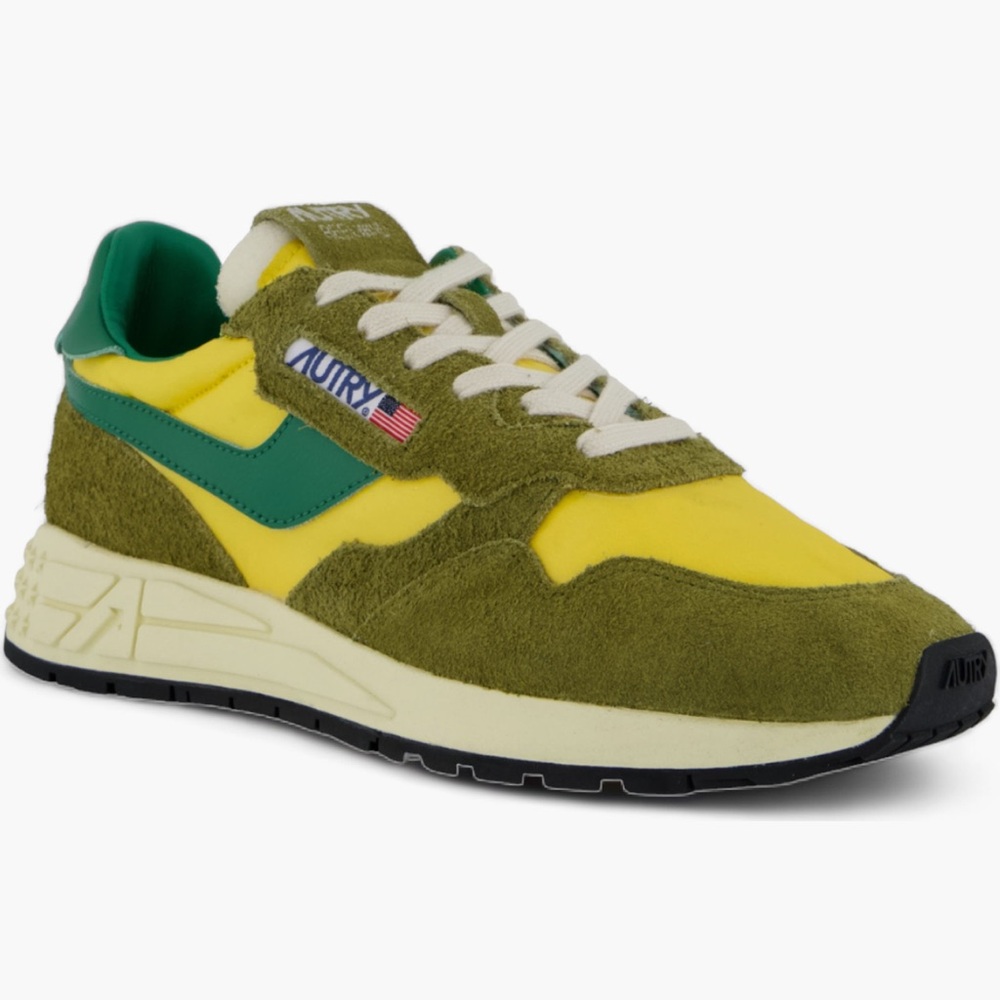 Autry Reelwind Colorblock Green and Yellow Sneakers